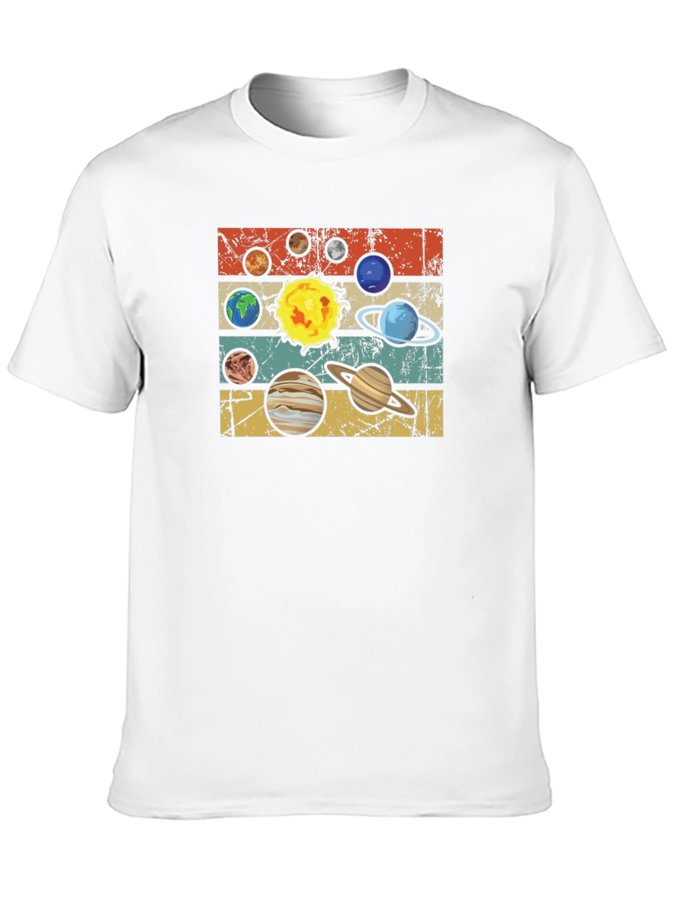 Retro Planets Graphic T-Shirt - Black Cotton Tee