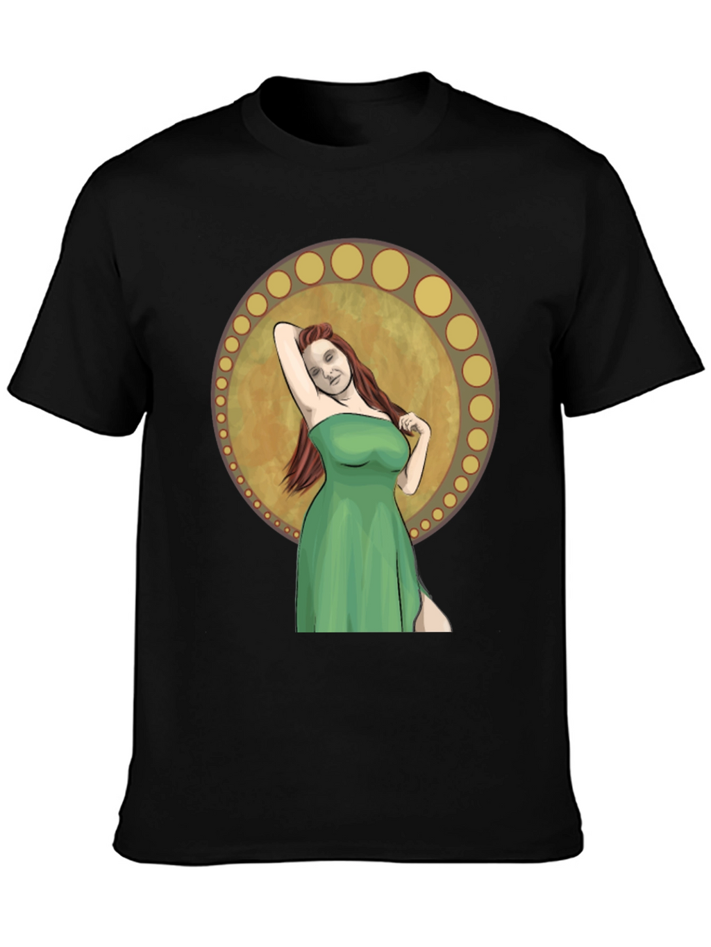 Woman in Green Dress Graphic T-Shirt