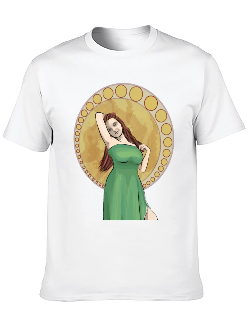 Woman in Green Dress Graphic T-Shirt