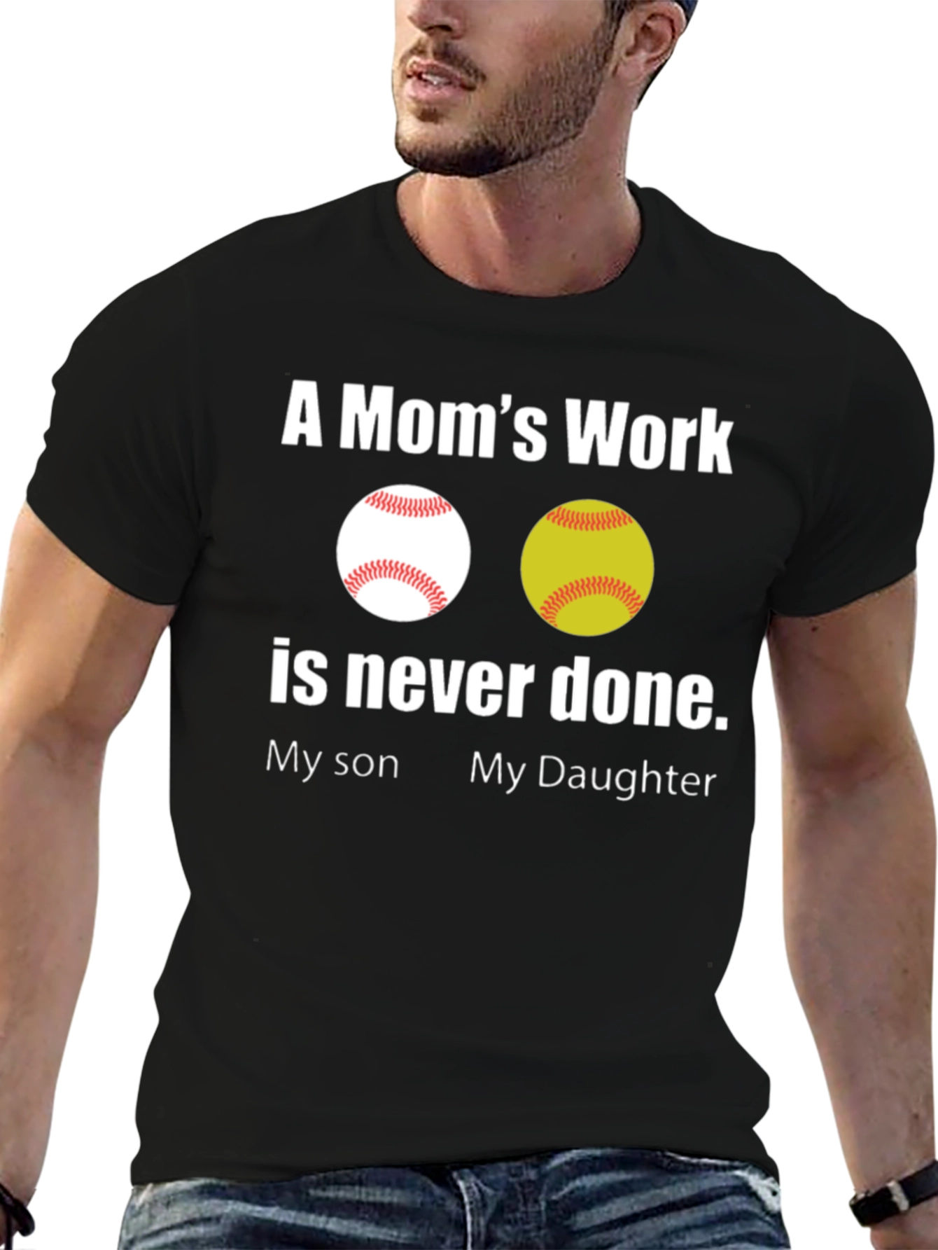 Moms Work Baseball/Softball T-Shirt
