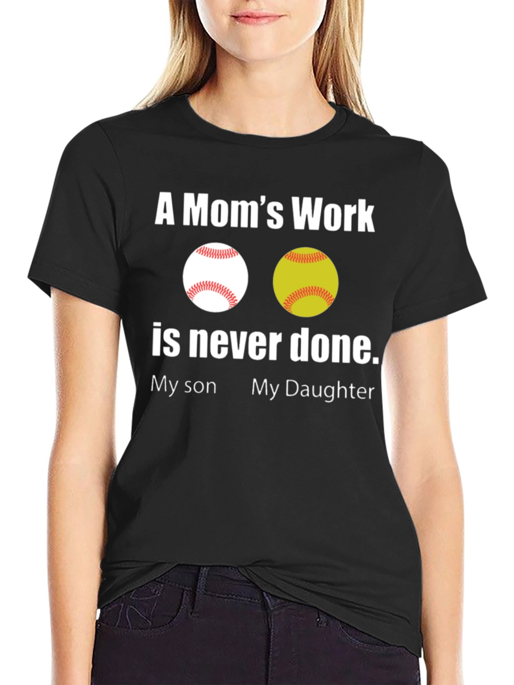 Moms Work Baseball/Softball T-Shirt