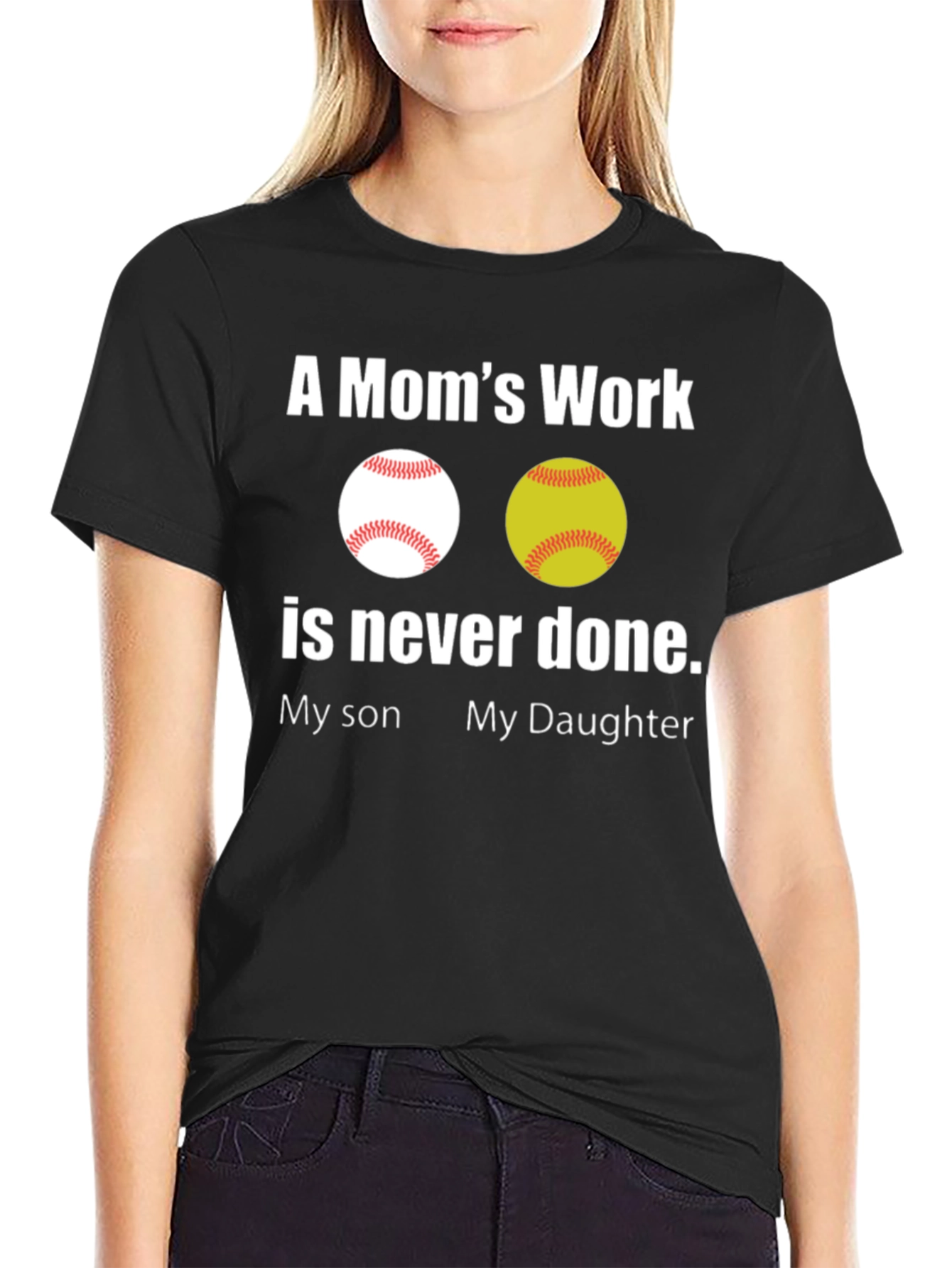 Moms Work Baseball/Softball T-Shirt