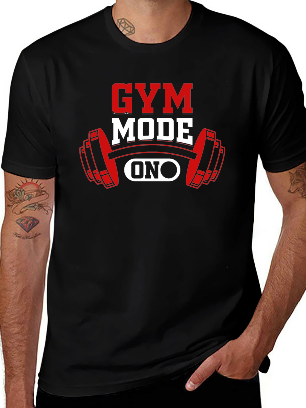 Gym Mode On T-Shirt - Black Fitness Apparel