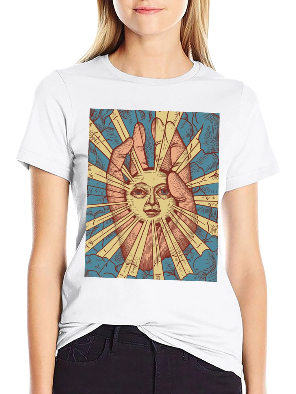 Sun Face Graphic Tee - Unique Design
