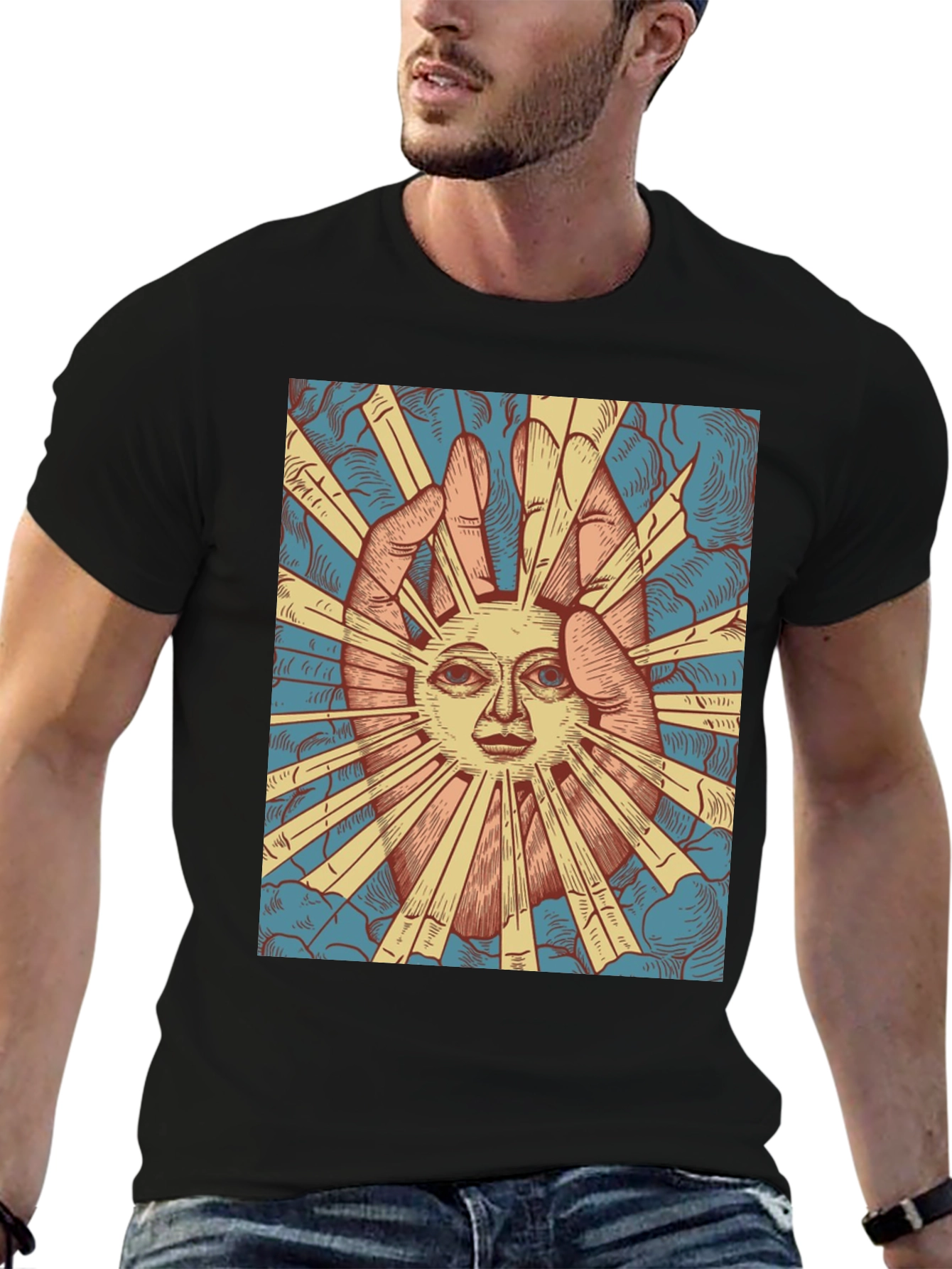 Sun Face Graphic Tee - Unique Design