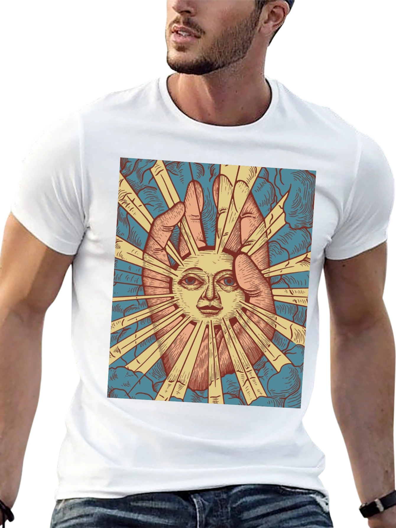 Sun Face Graphic Tee - Unique Design