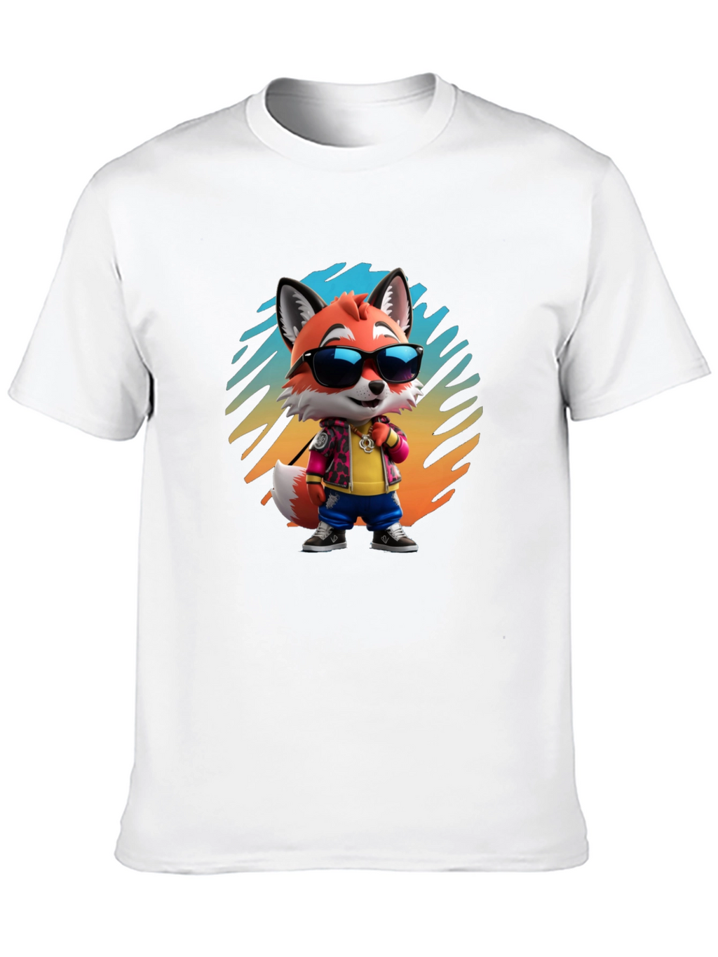 Cool Cartoon Fox T-Shirt - Black Cotton Tee