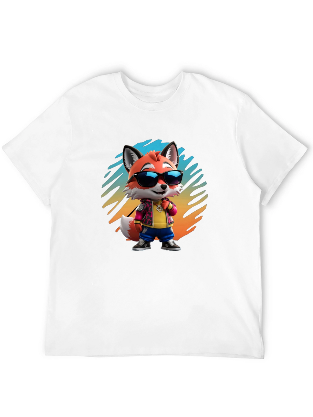 Cool Cartoon Fox T-Shirt - Black Cotton Tee