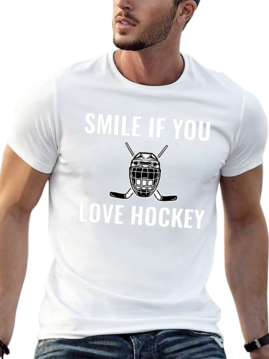 Smile If You Love Hockey Graphic T-Shirt