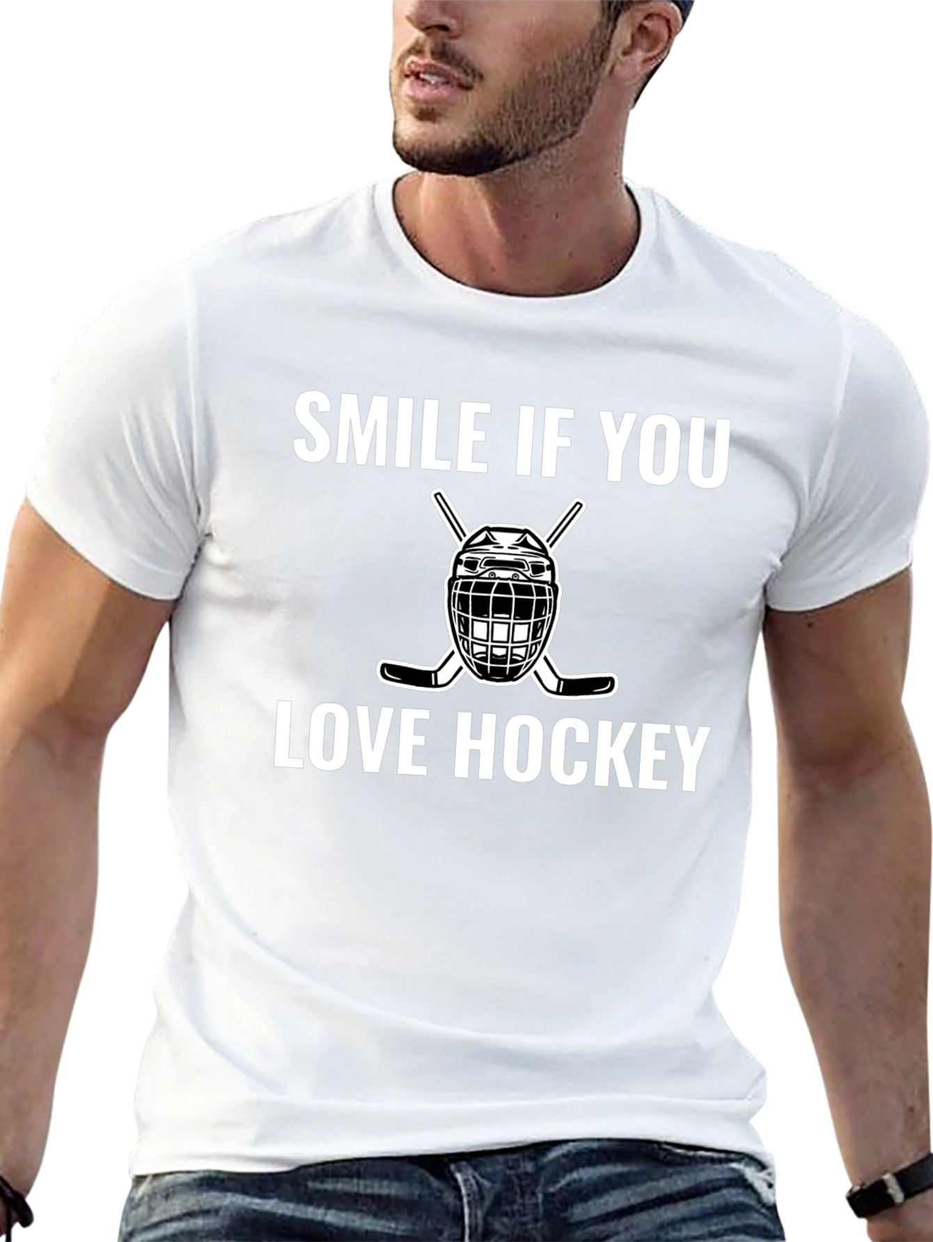 Smile If You Love Hockey Graphic T-Shirt