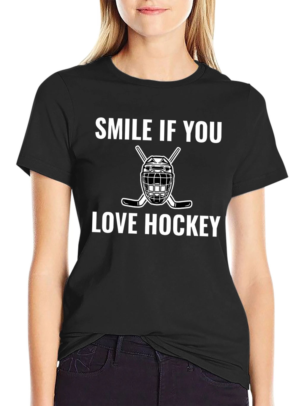 Smile If You Love Hockey Graphic T-Shirt