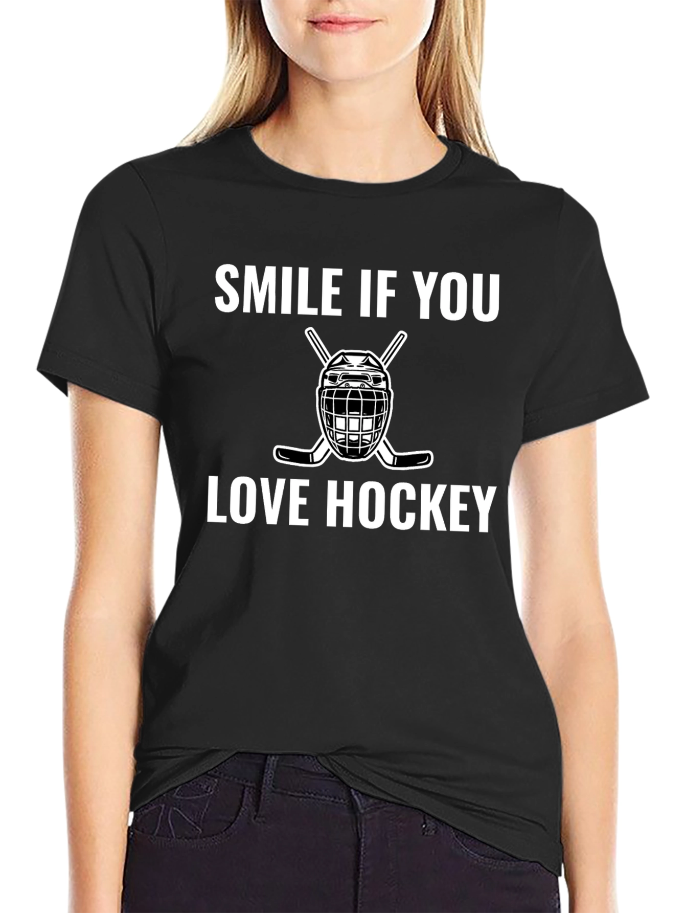 Smile If You Love Hockey Graphic T-Shirt