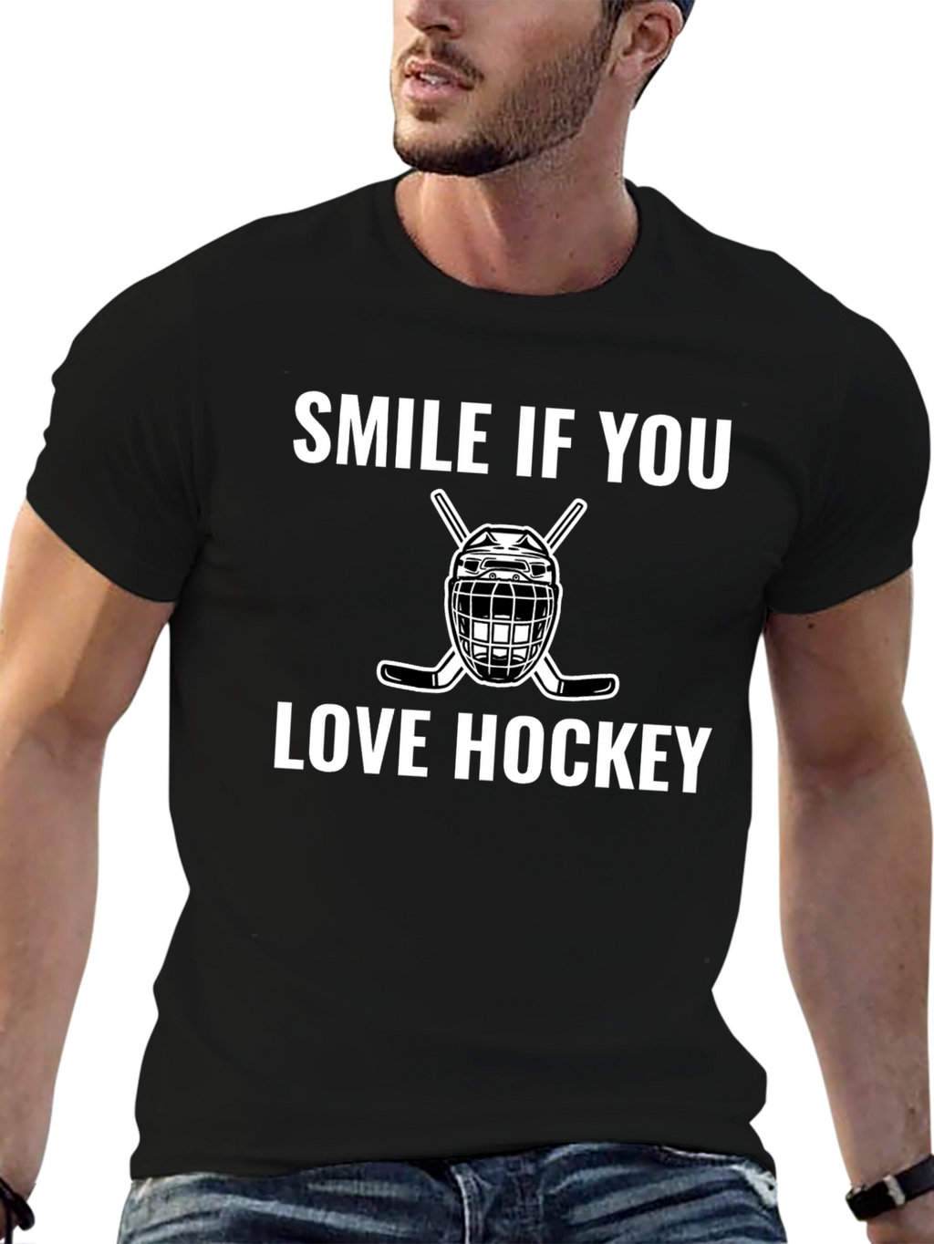 Smile If You Love Hockey Graphic T-Shirt