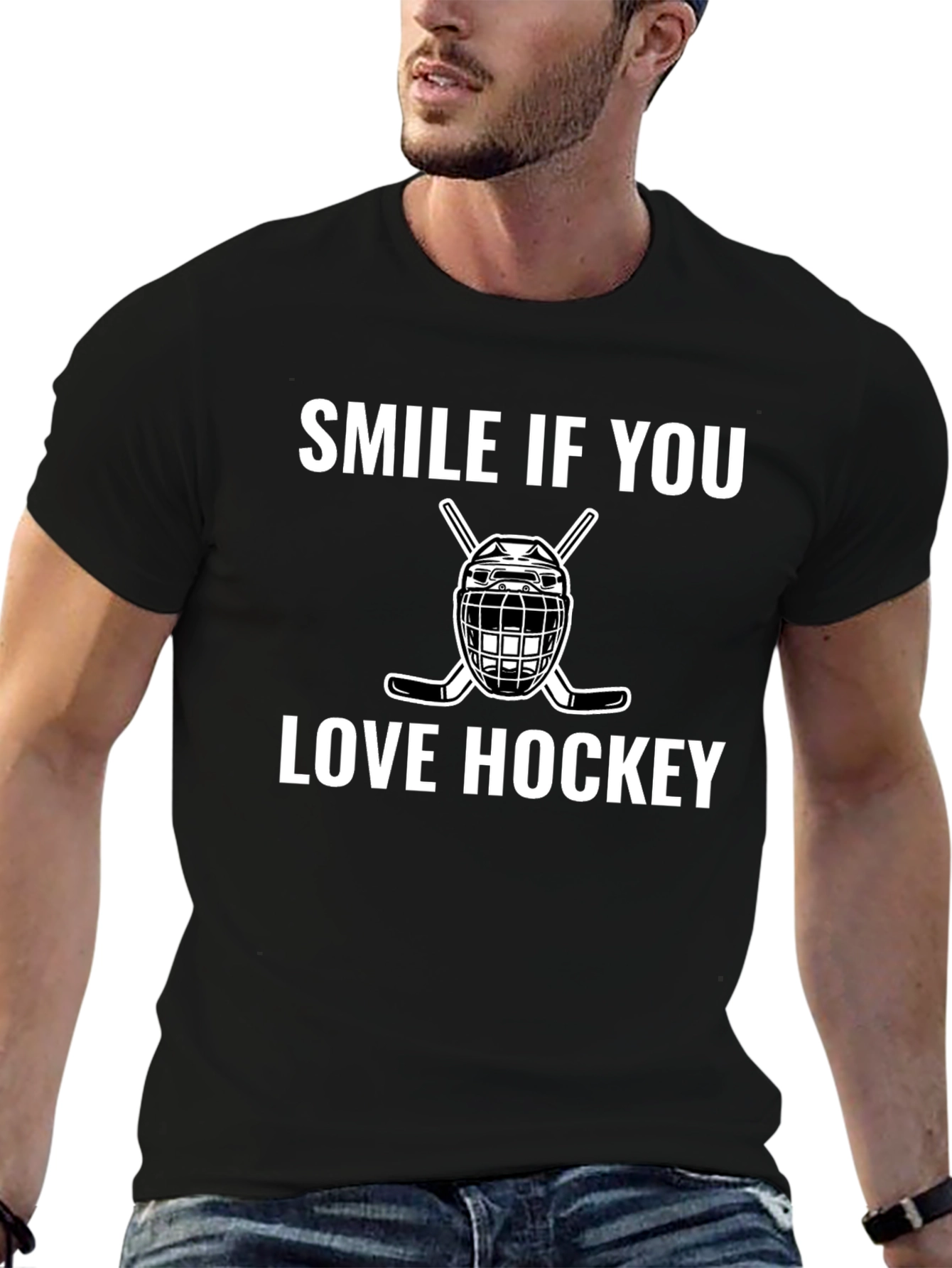 Smile If You Love Hockey Graphic T-Shirt
