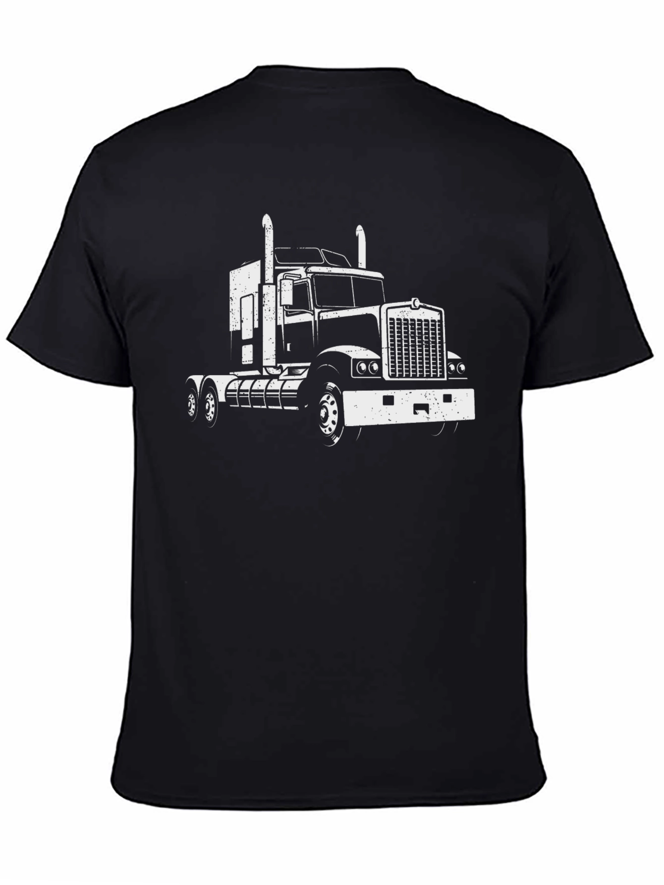 Truck Graphic Tee - Black Cotton Blend T-Shirt