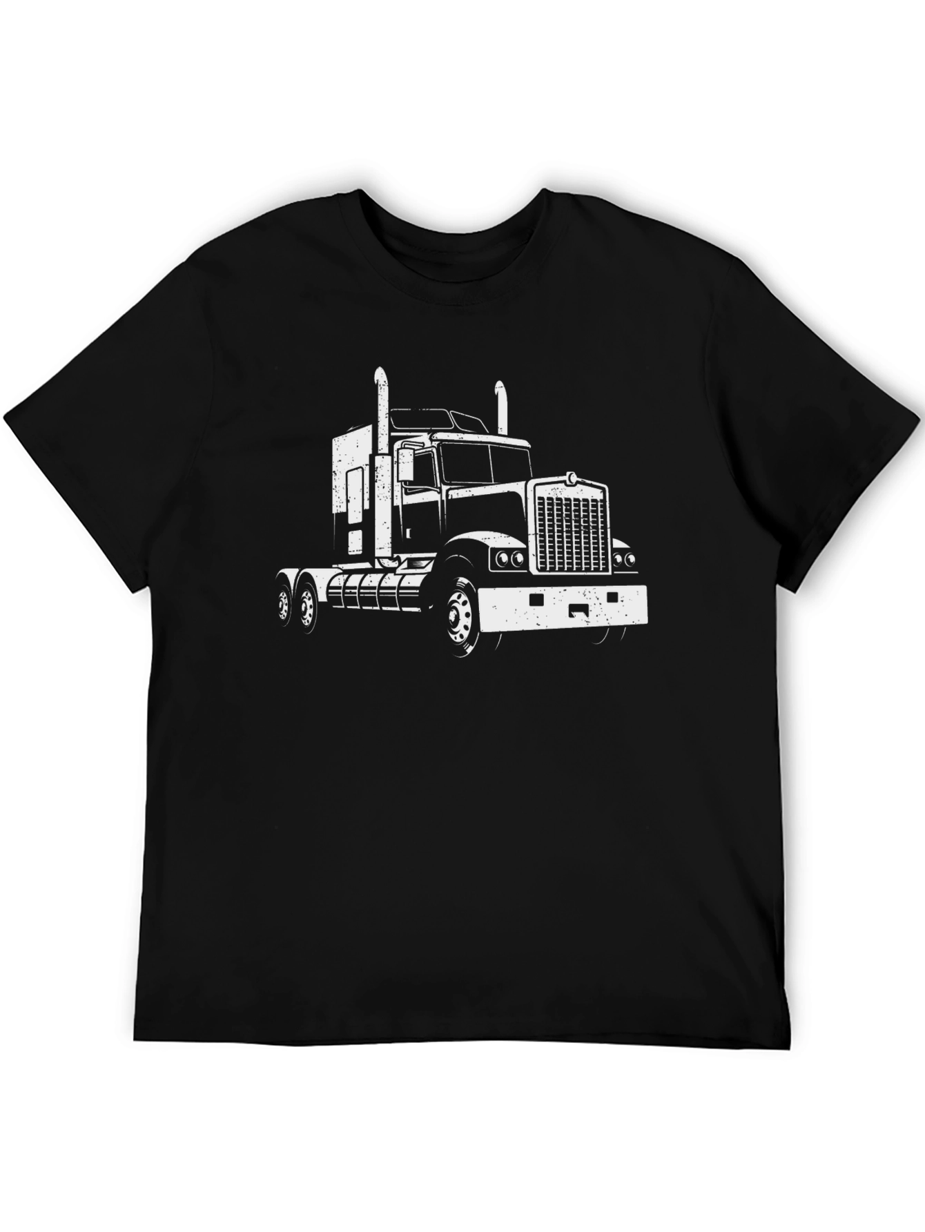 Truck Graphic Tee - Black Cotton Blend T-Shirt