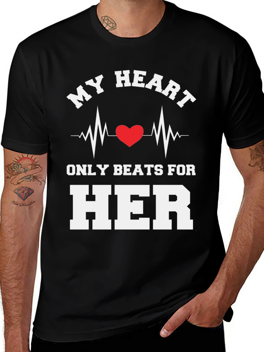 My Heart Beats For Her Novelty Graphic Tee