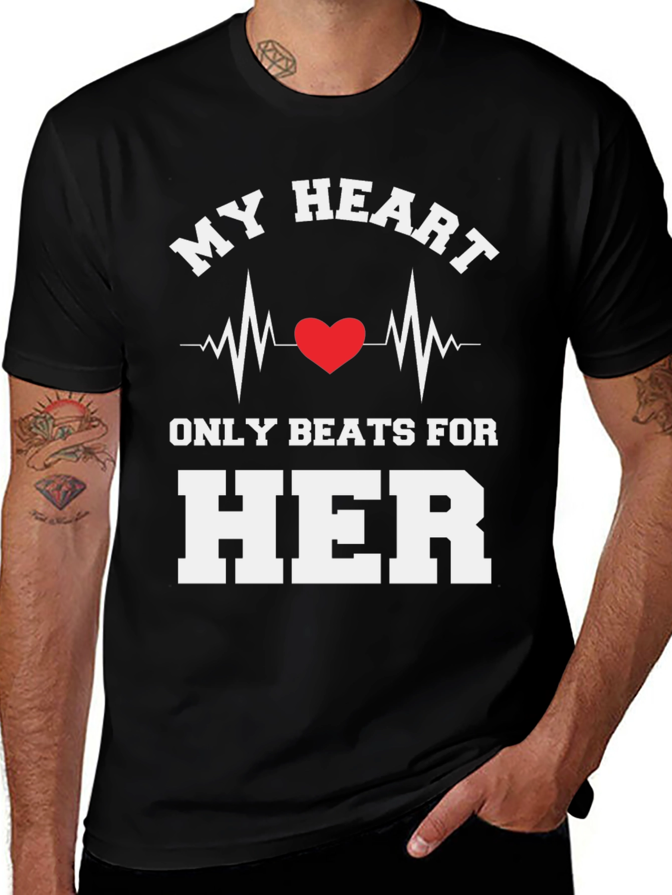 My Heart Beats For Her Novelty Graphic Tee