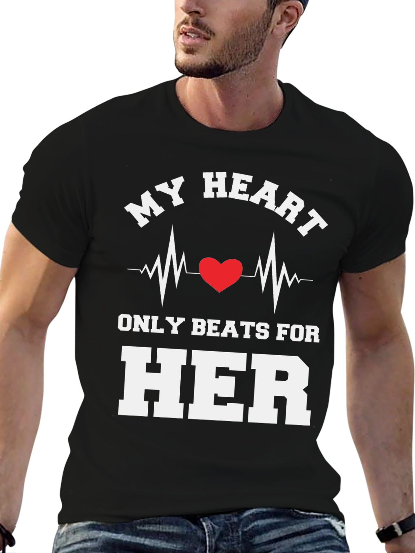 My Heart Beats For Her Novelty Graphic Tee