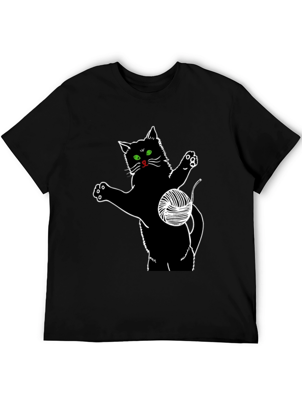 Black Cat T-Shirt with Yarn Ball Graphic