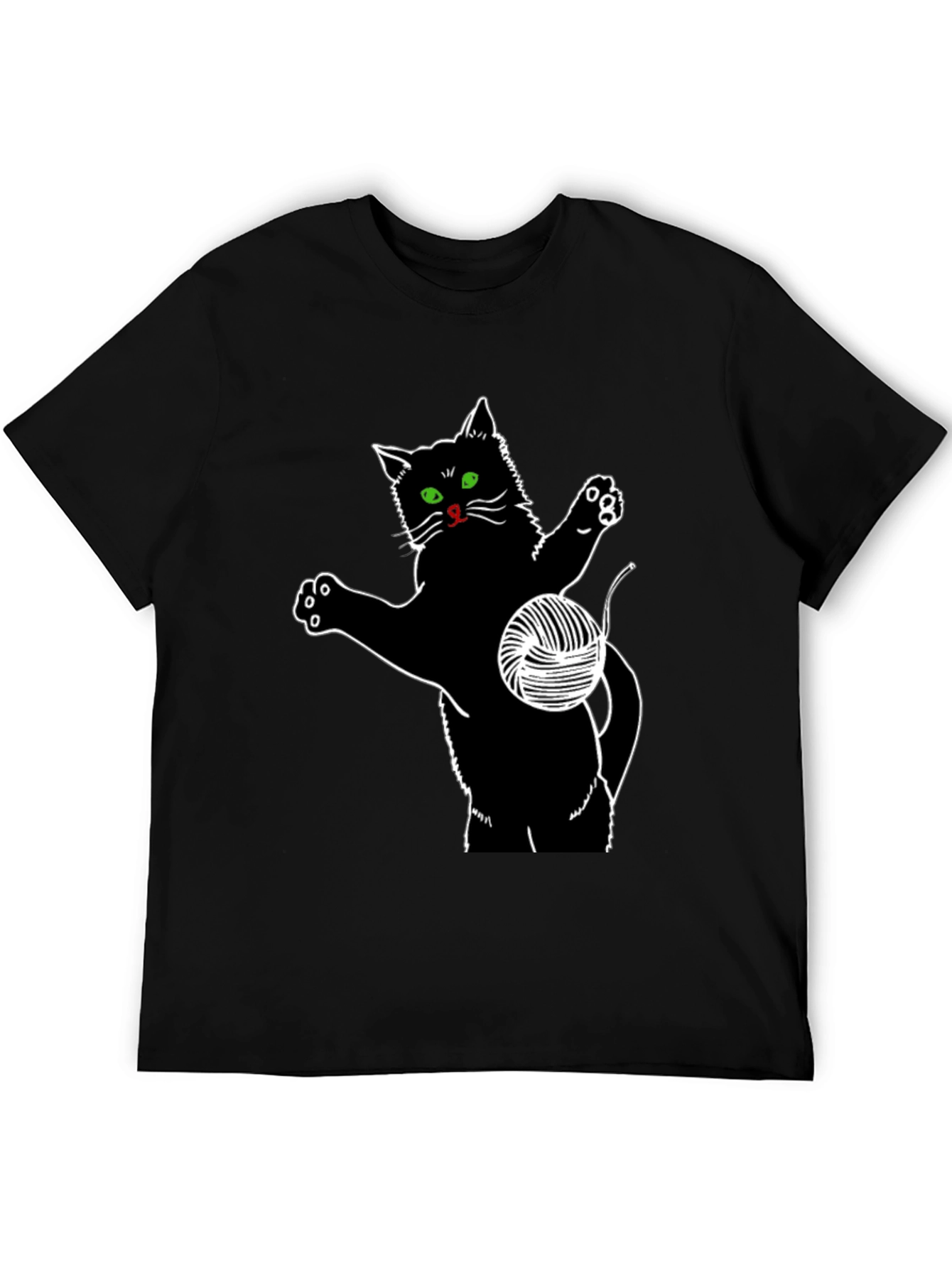 Black Cat T-Shirt with Yarn Ball Graphic
