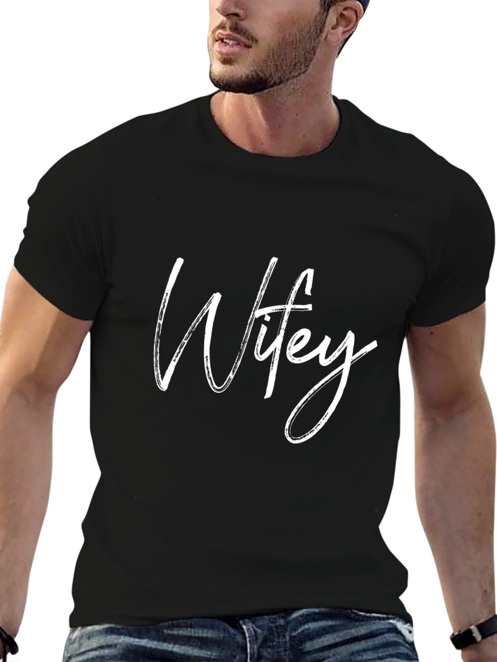 Wifey Graphic Tee - Black Crewneck T-Shirt
