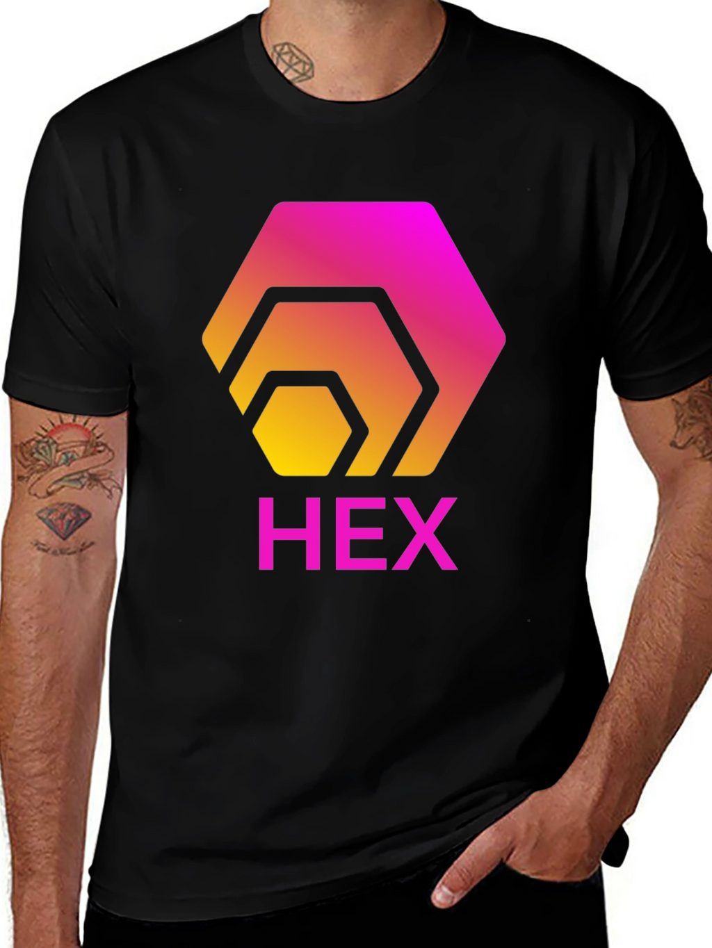 HEX Crypto T-Shirt - Gradient Hexagon Design
