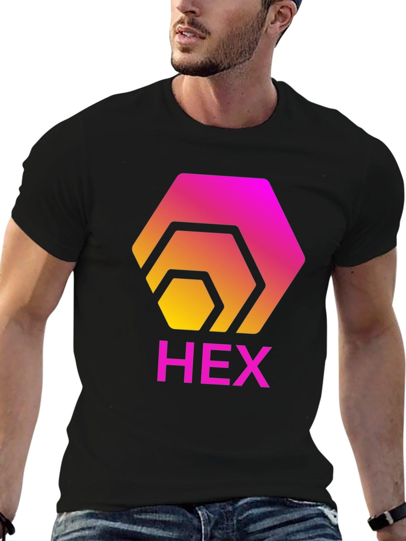 HEX Crypto T-Shirt - Gradient Hexagon Design