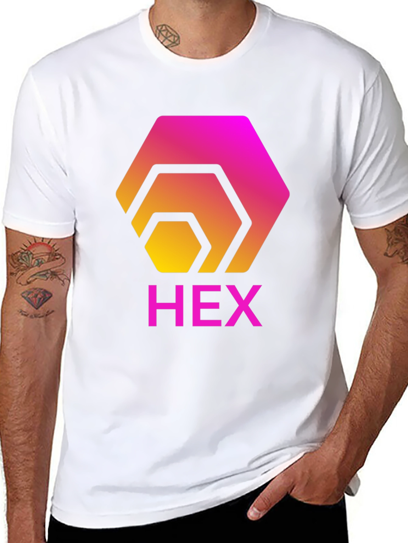 HEX Crypto T-Shirt - Gradient Hexagon Design