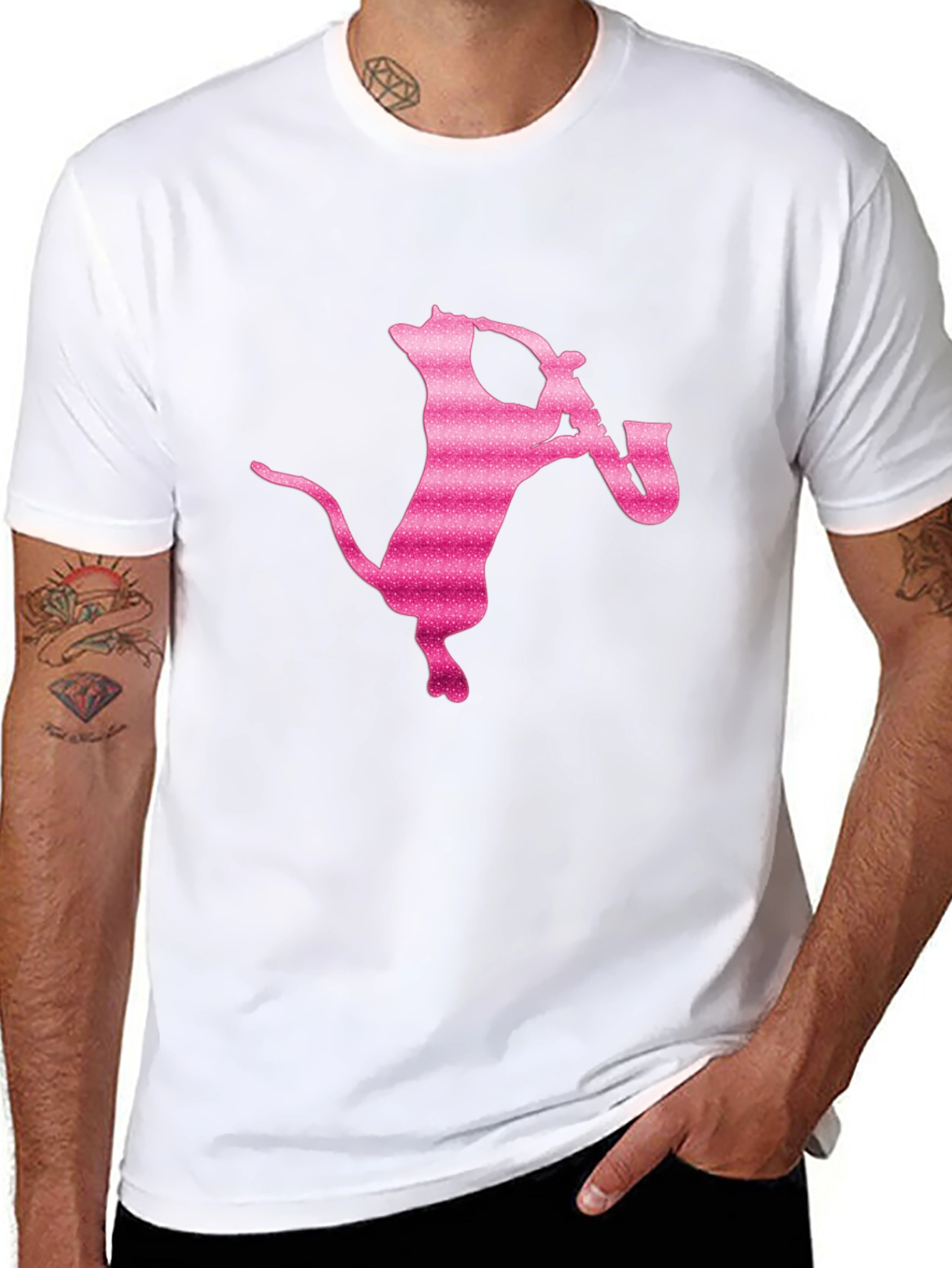 Cool Cat Saxophone T-Shirt - Black