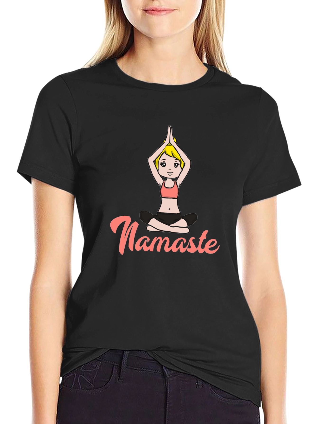 Namaste Yoga T-Shirt - Relaxed Fit Black Tee