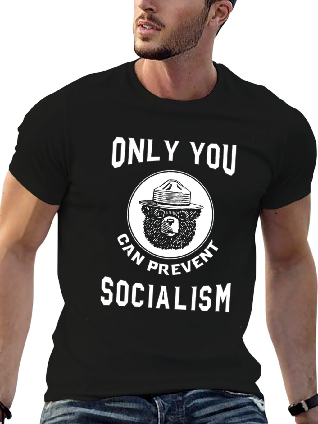 Only You Can Prevent Socialism Bear Graphic Tee