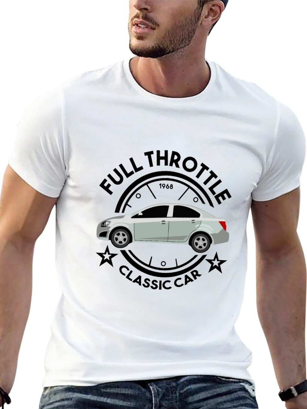 Full Throttle Classic Car Graphic T-Shirt