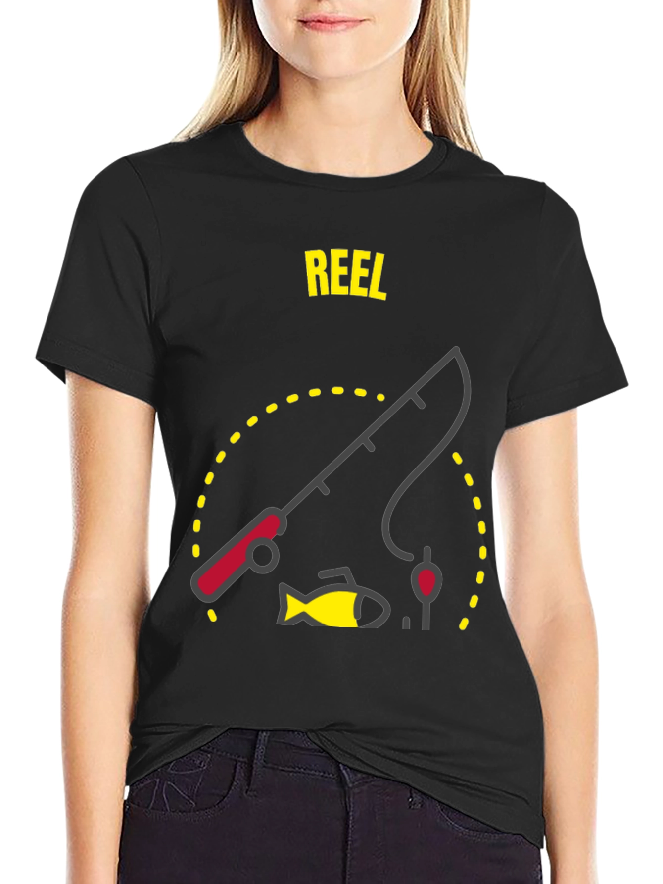 Reel Fishing T-Shirt - Black Graphic Tee