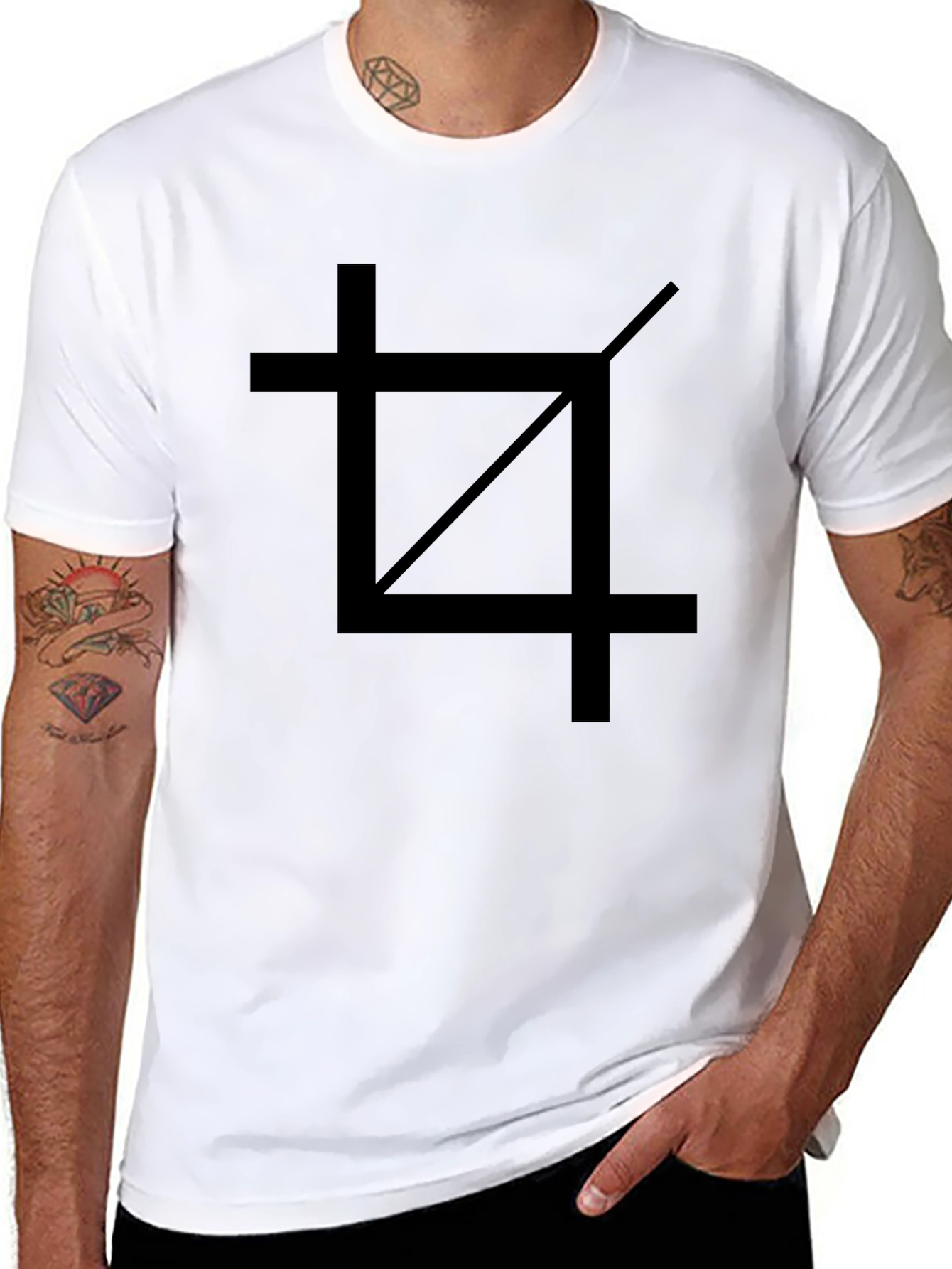 Crop Tool Graphic Tee - Black Cotton Casual Shirt
