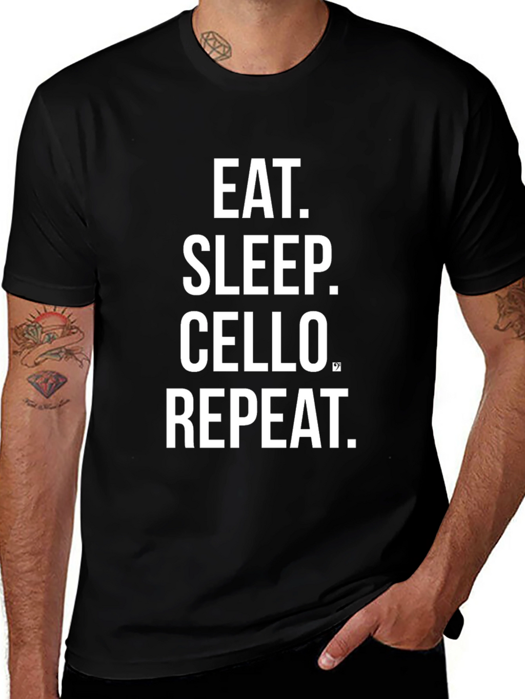 Eat Sleep Cello Repeat Black T-Shirt