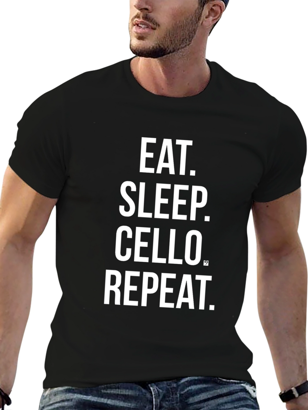 Eat Sleep Cello Repeat Black T-Shirt