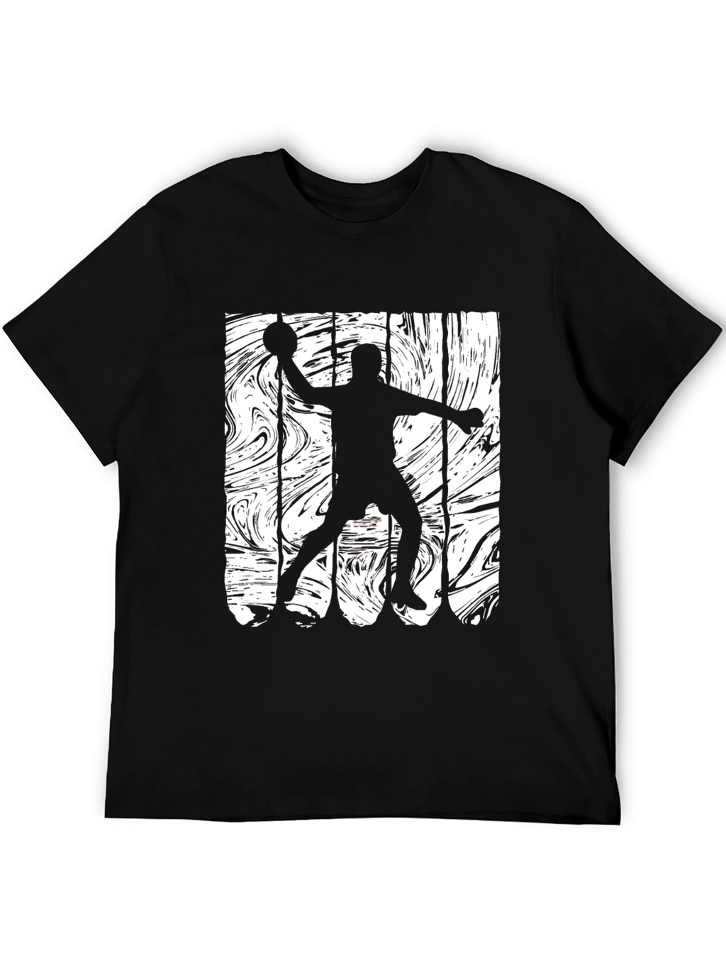 Handball Player Silhouette Graphic Tee - Black