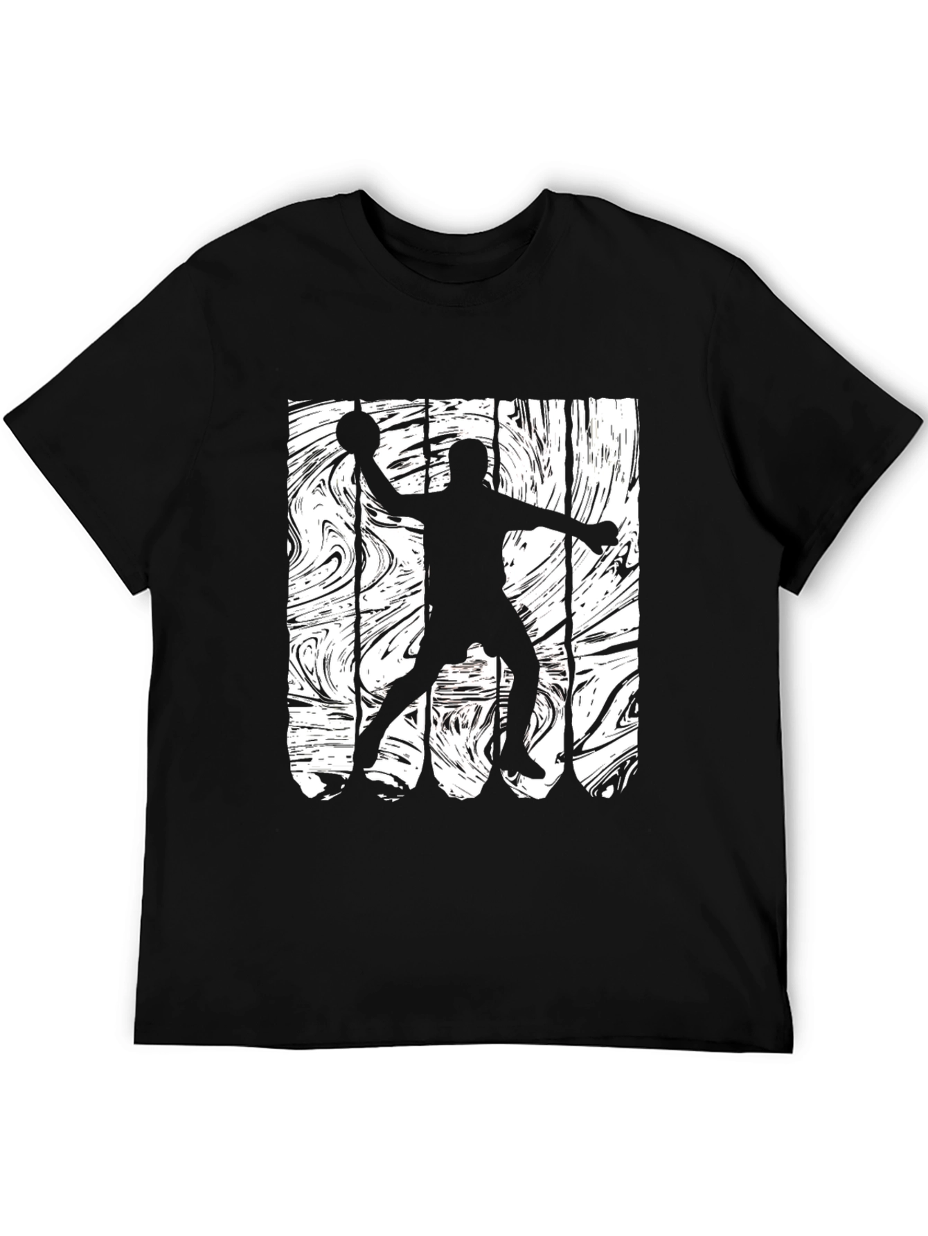 Handball Player Silhouette Graphic Tee - Black