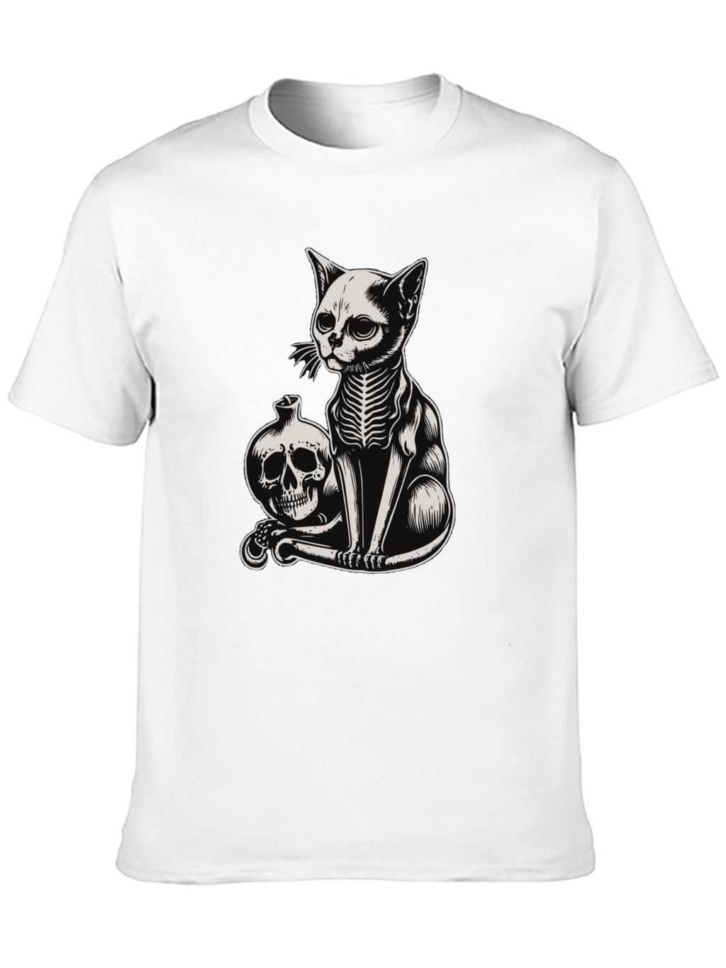 Skeleton Cat T-Shirt - Gothic Style
