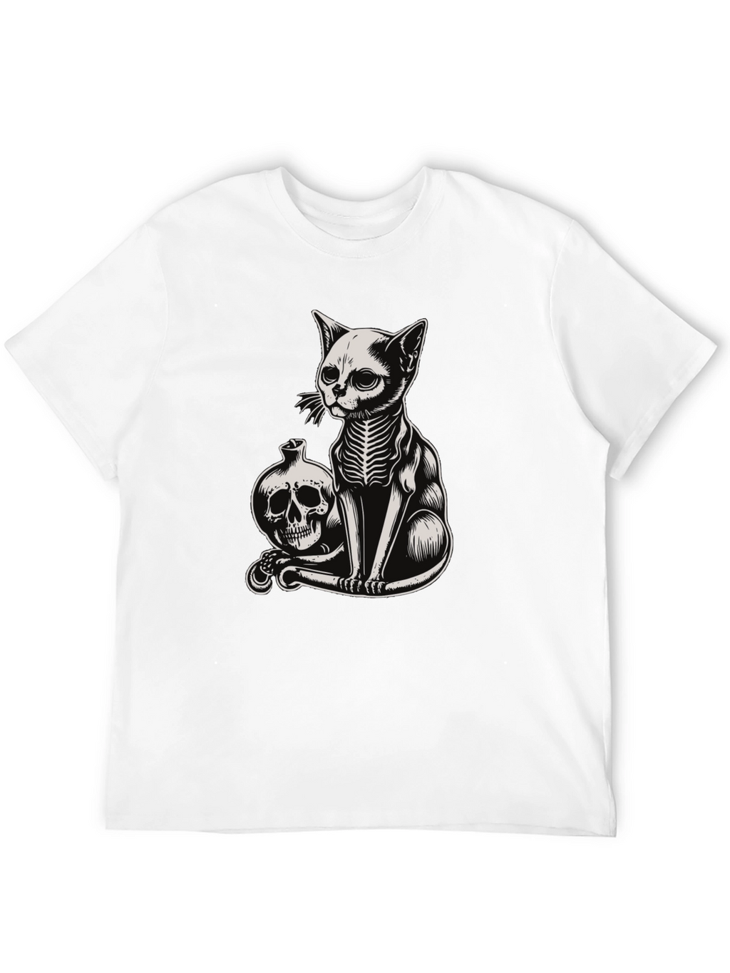 Skeleton Cat T-Shirt - Gothic Style