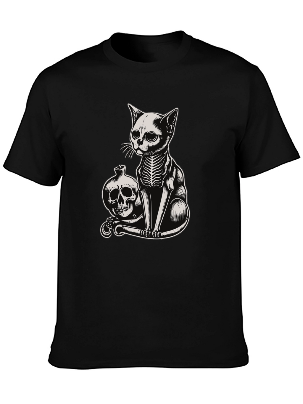 Skeleton Cat T-Shirt - Gothic Style