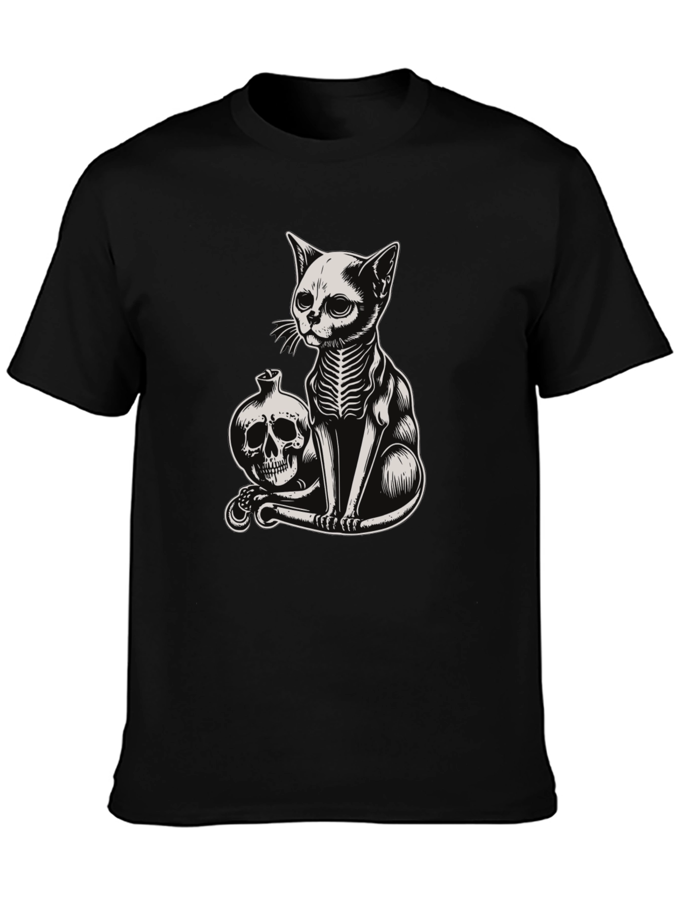 Skeleton Cat T-Shirt - Gothic Style