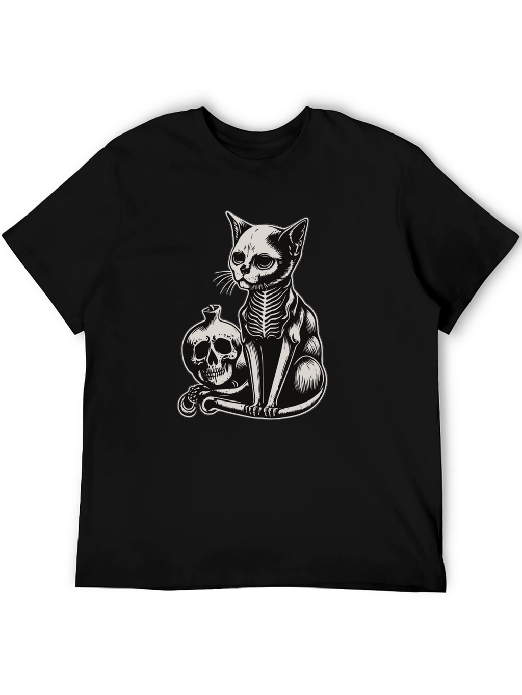 Skeleton Cat T-Shirt - Gothic Style