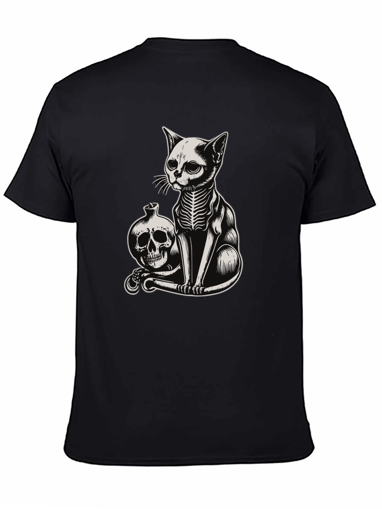 Skeleton Cat T-Shirt - Gothic Style
