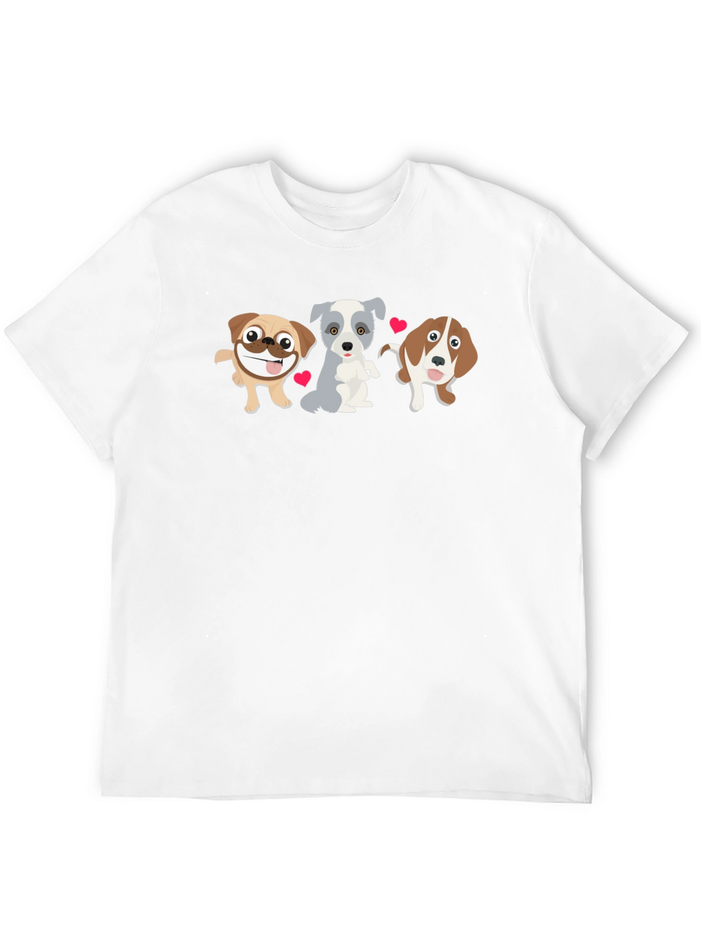 Cute Cartoon Dogs Black T-Shirt