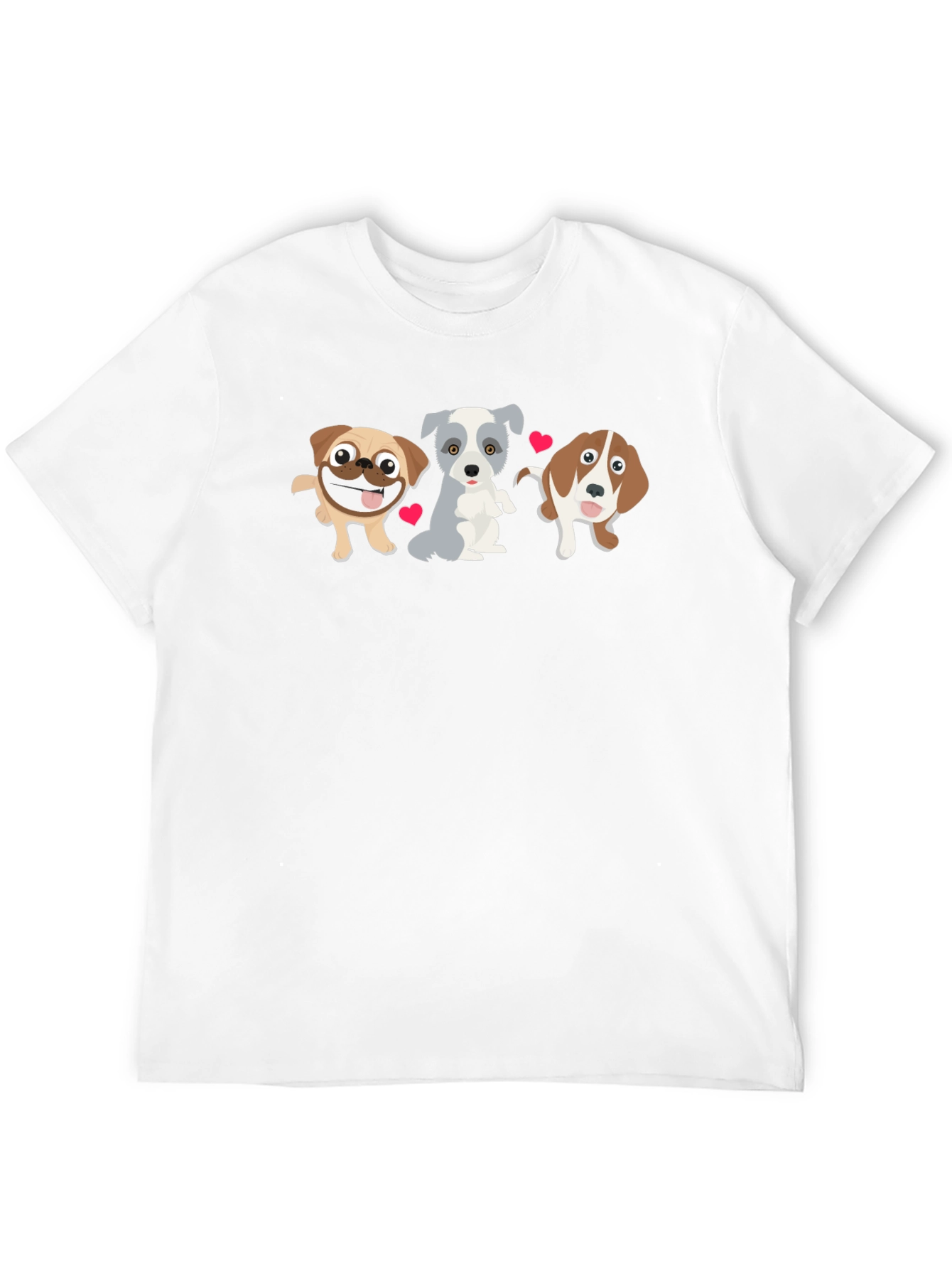 Cute Cartoon Dogs Black T-Shirt