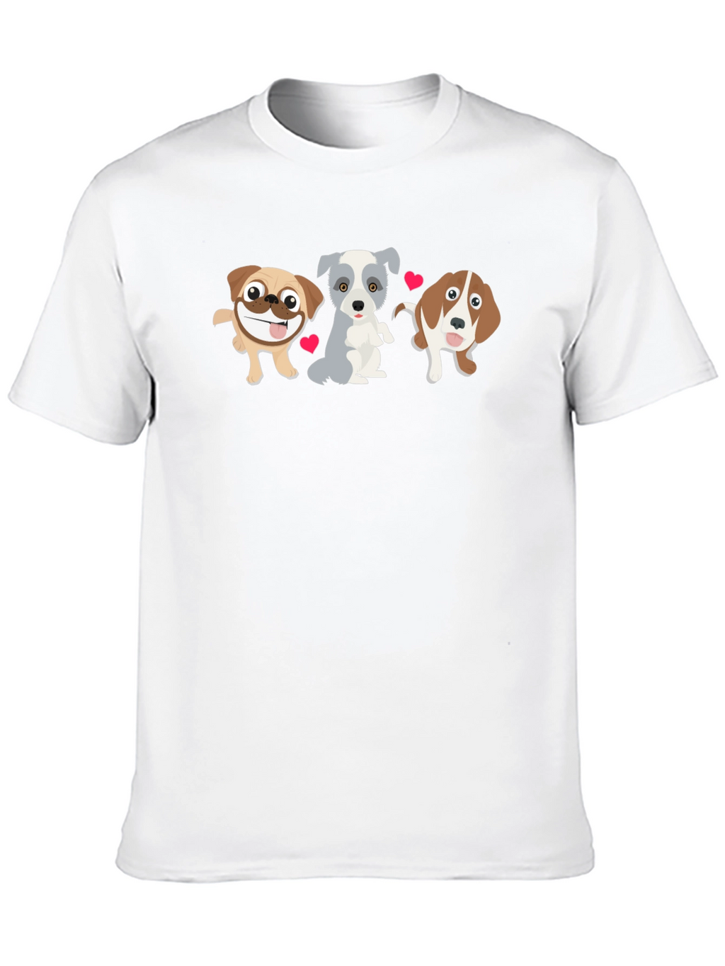 Cute Cartoon Dogs Black T-Shirt