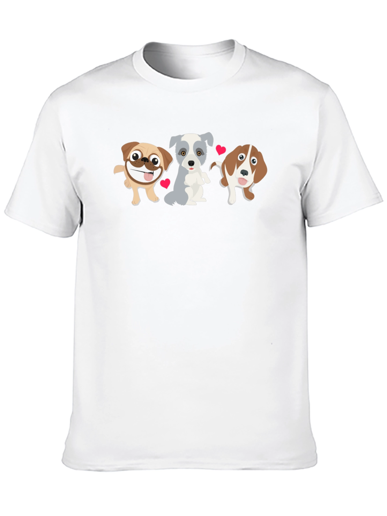 Cute Cartoon Dogs Black T-Shirt