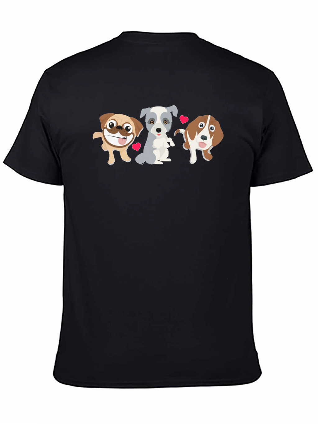 Cute Cartoon Dogs Black T-Shirt